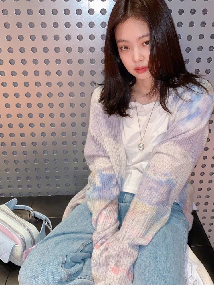 Jennie Tie-dye knit cardigan-Blackpink Jennie
