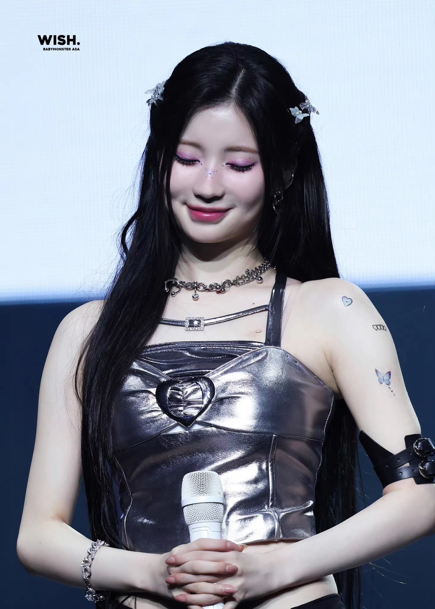 Babymonster Asa Silver Metal Buckle Halter Top