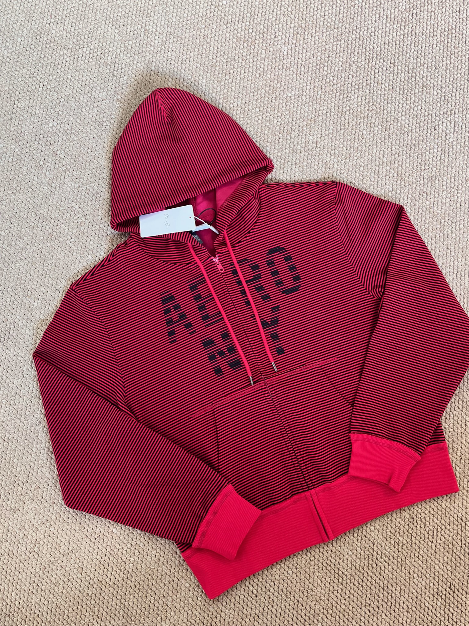 Cortis Martin Inspired Stripe Letter Print Zip Hoodie