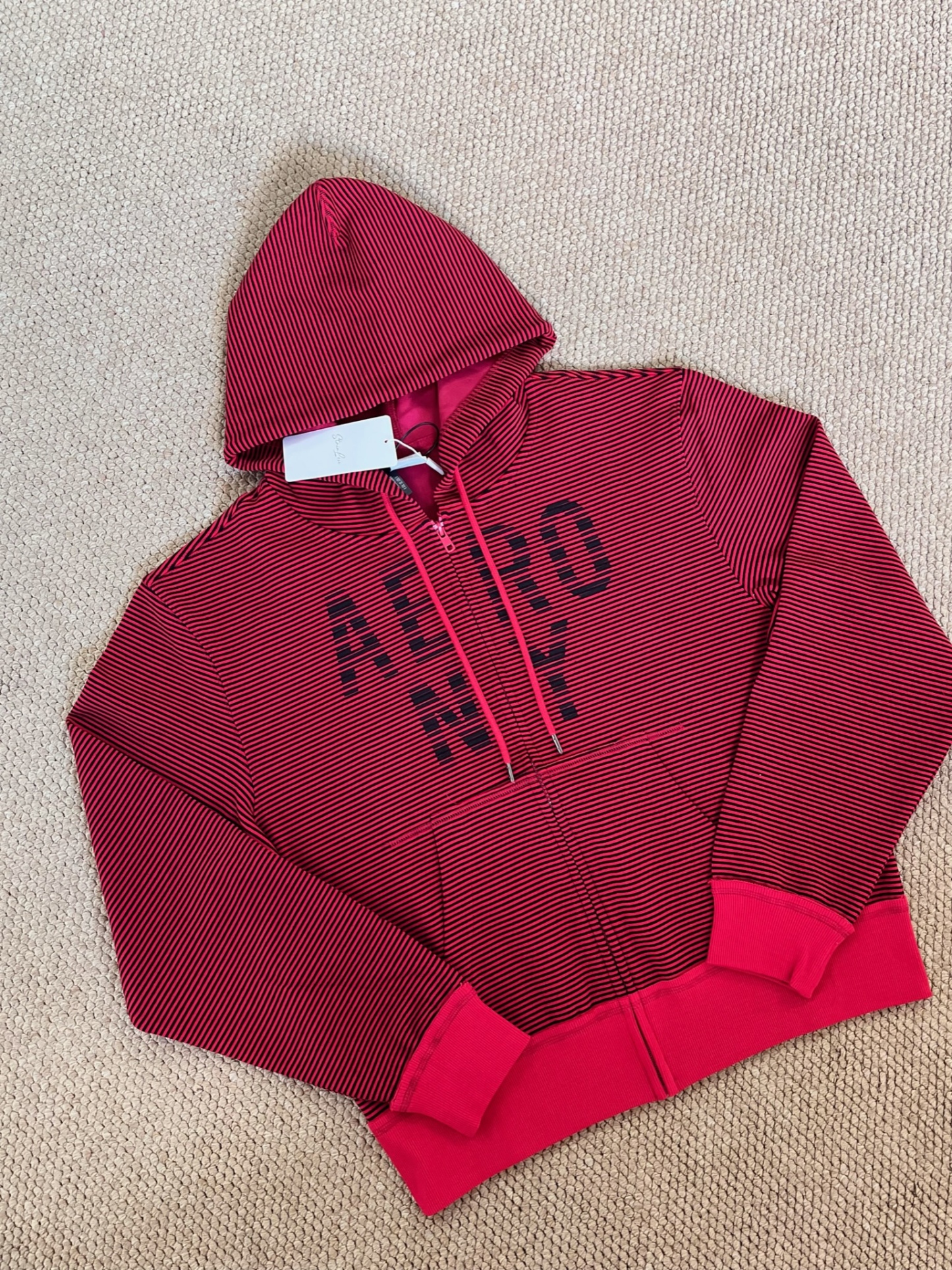 Cortis Martin Inspired Stripe Letter Print Zip Hoodie