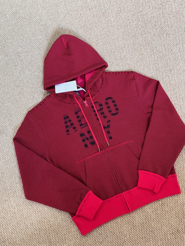 Cortis Martin Inspired Stripe Letter Print Zip Hoodie