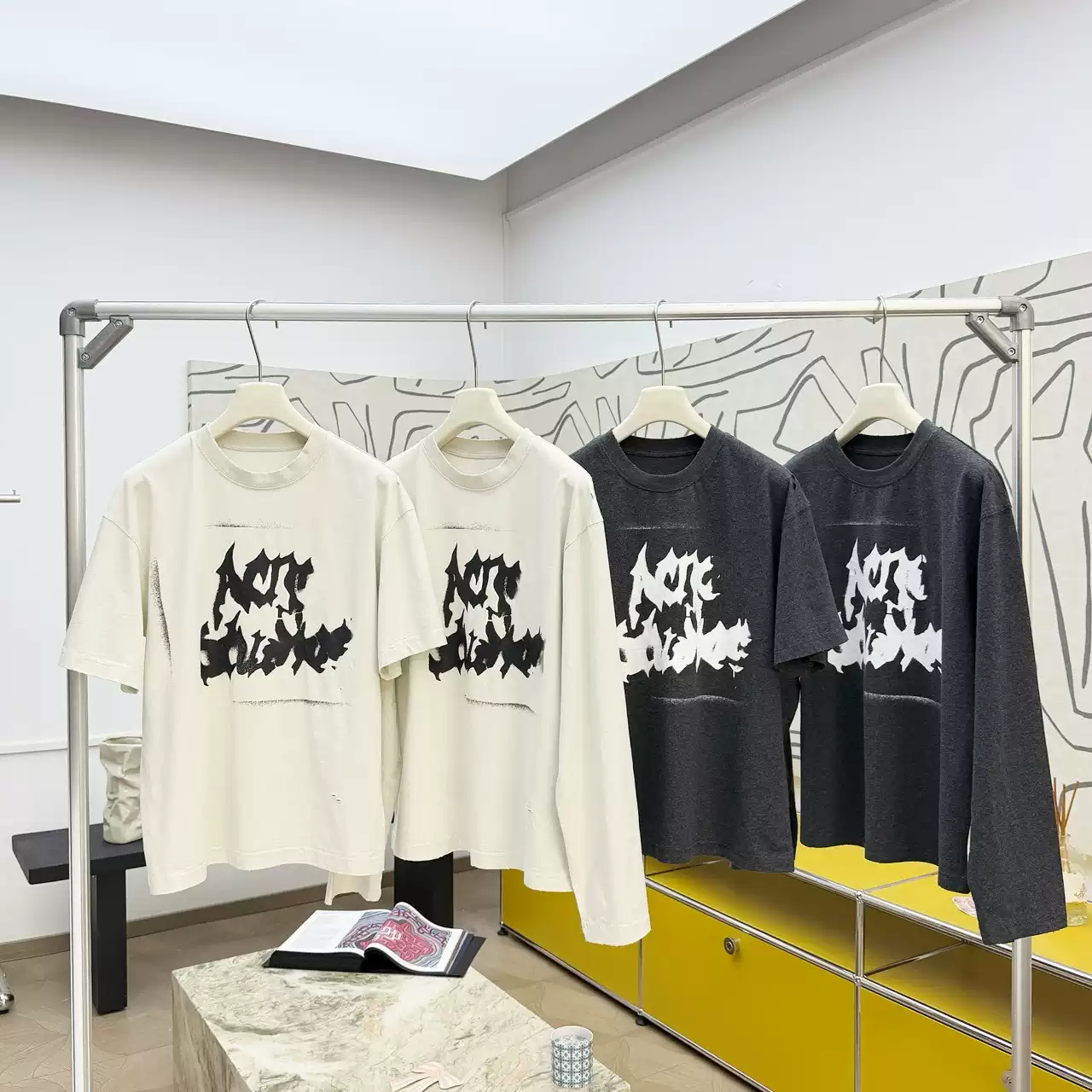 BTS SUGA Inspired Acne Style Gothic Logo Distressed Oversized T-shirt