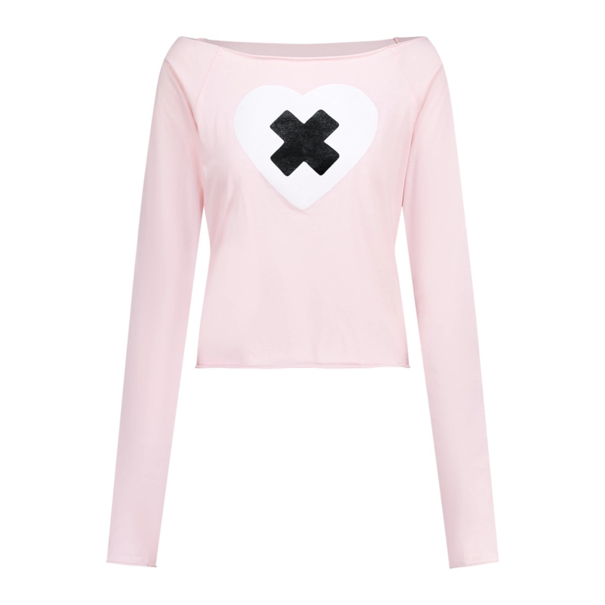 ILLIT Inspired Cross Heart Cut Off Long Sleeve