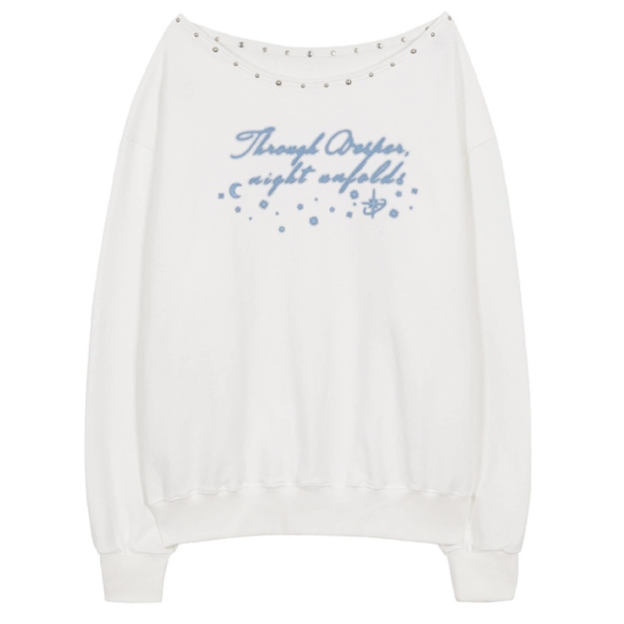 Gidle Shuhua Inspired Rivet Off-Shoulder Sweatshirt