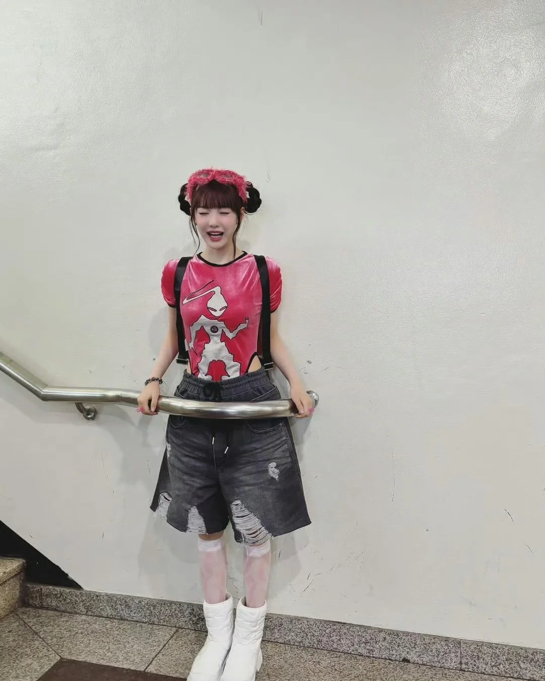 Aespa Ningning Supernova Stage Inspired Alien Velvet Bodysuit