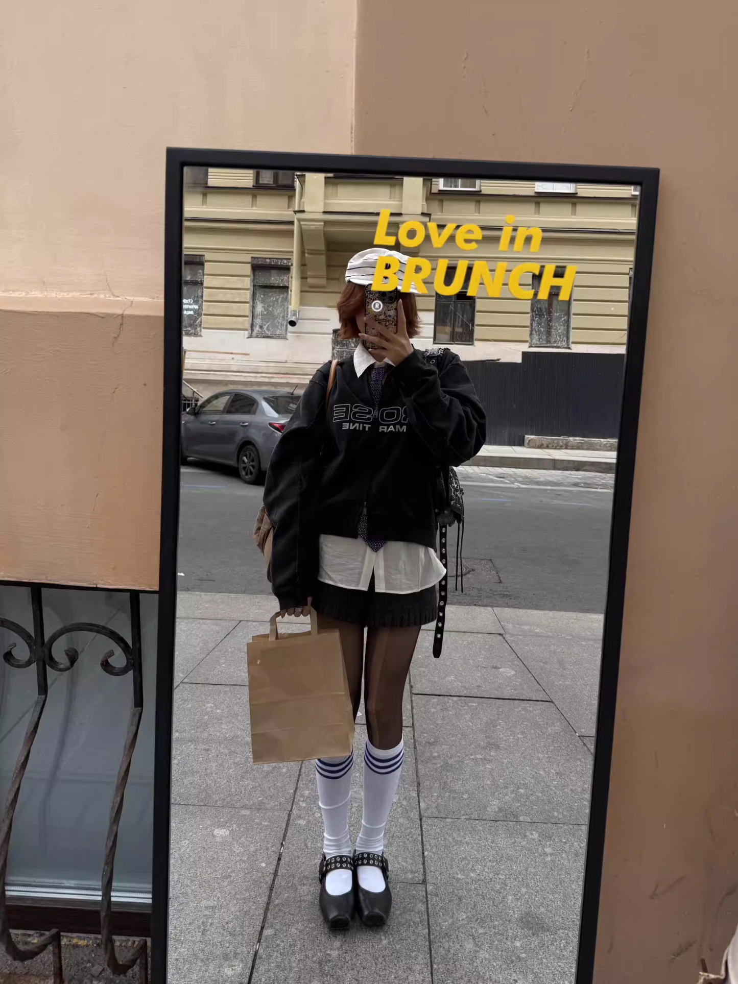 Aespa Winter Inspired Logo-Print Washed Bomber Jacket