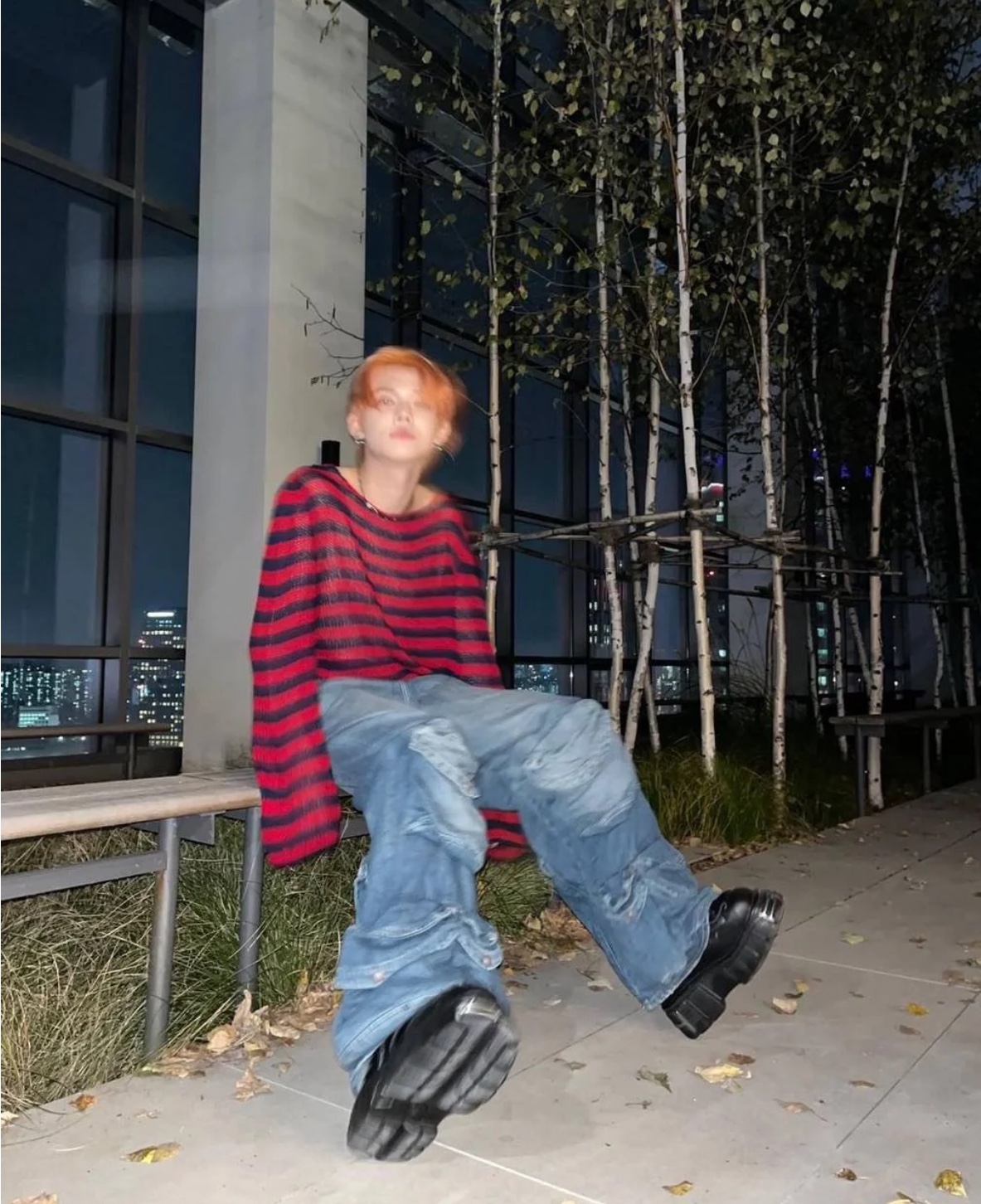 TXT Yeonjun Washed Multiple Pockets Denim pants