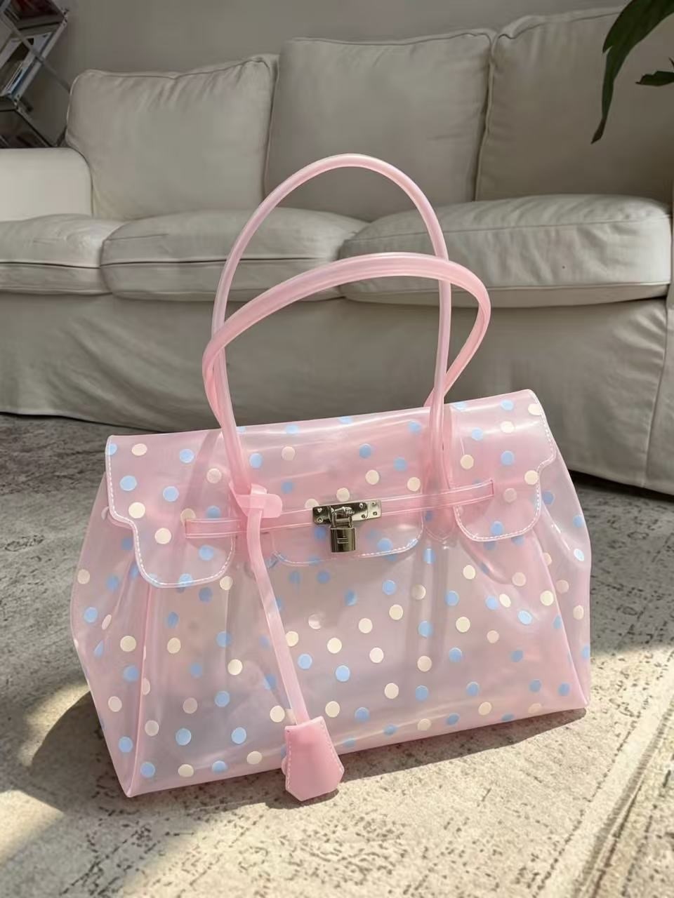 Horizontal Candy Polka Dot TPU Jelly Tote Bag jellyfirkin bag-jelly bag