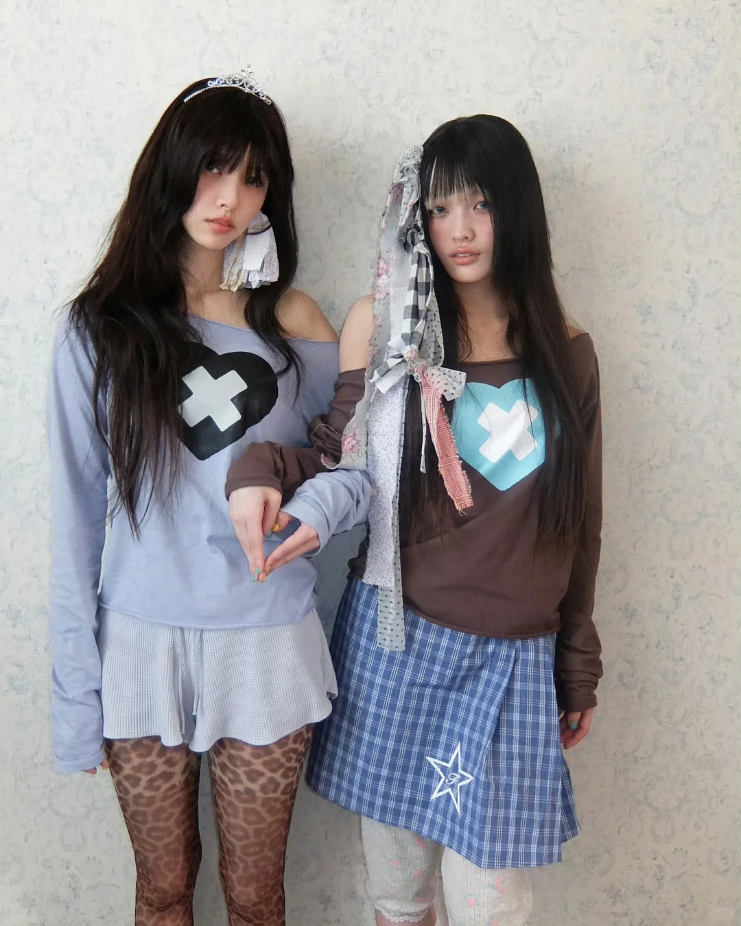 ILLIT Inspired Cross Heart Cut Off Long Sleeve