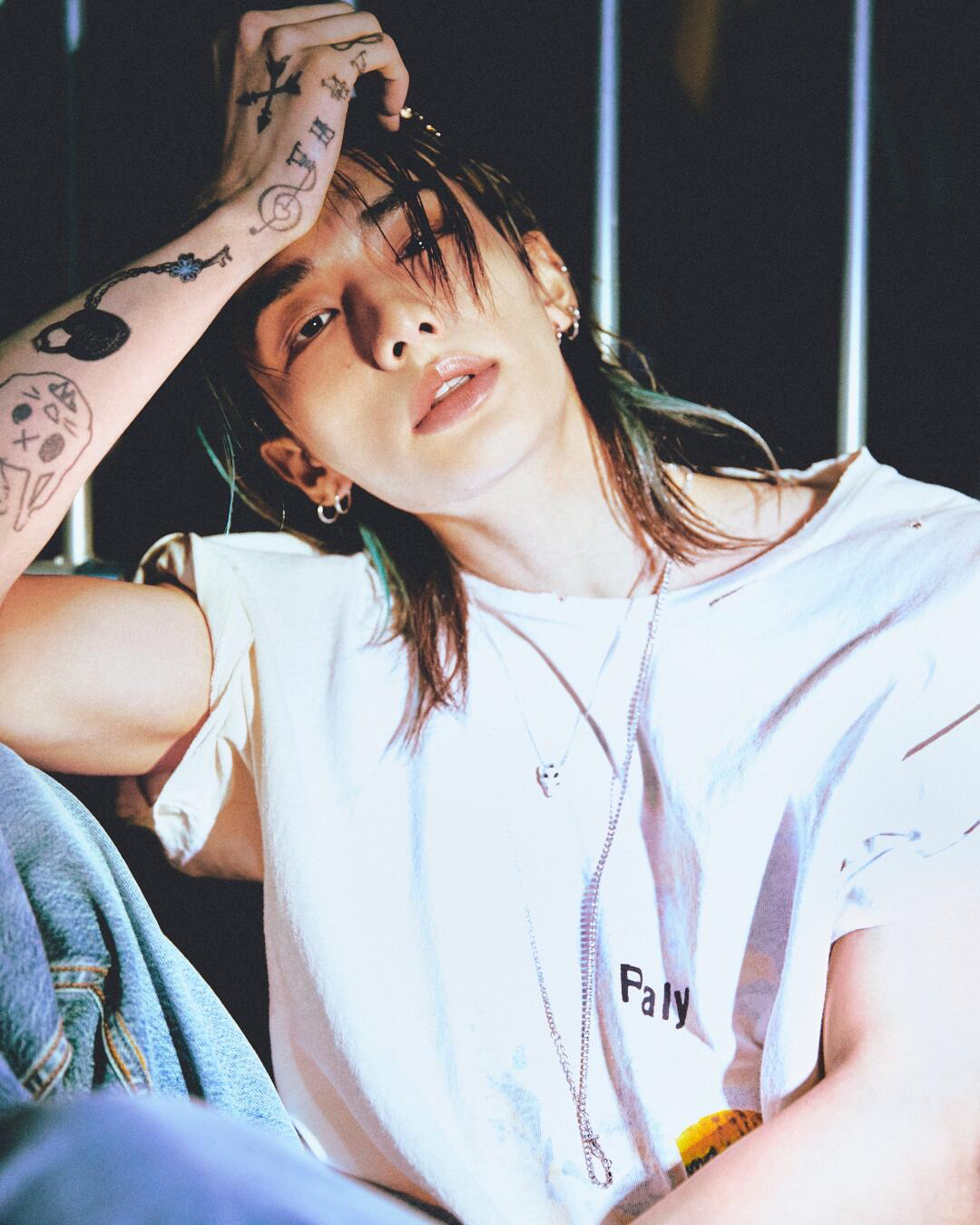 Straykids Hyunjin Inspired Paly Anxiety Distressed Vintage Tee-stray kids