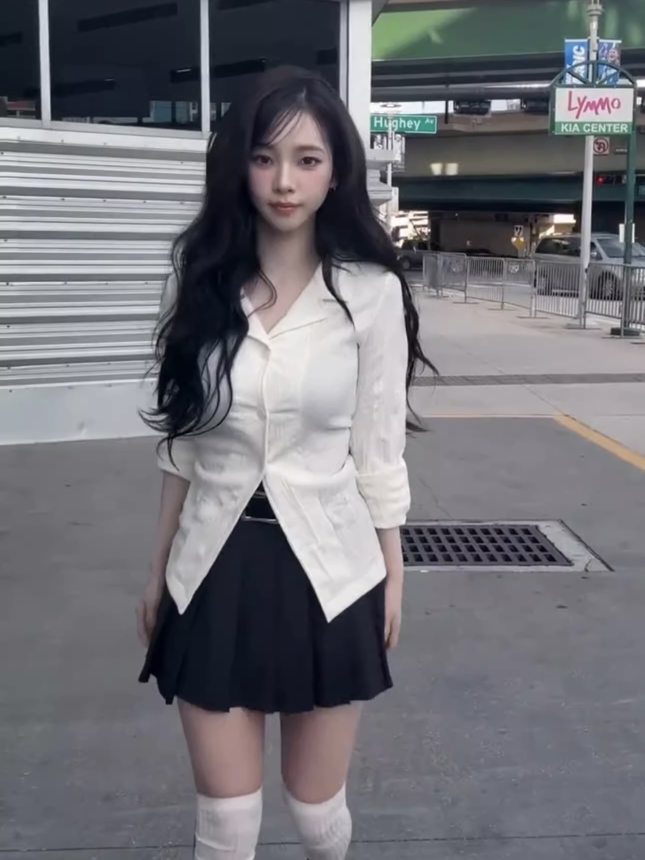 Pleated Slimming Long Sleeve Top-Aespa Karina