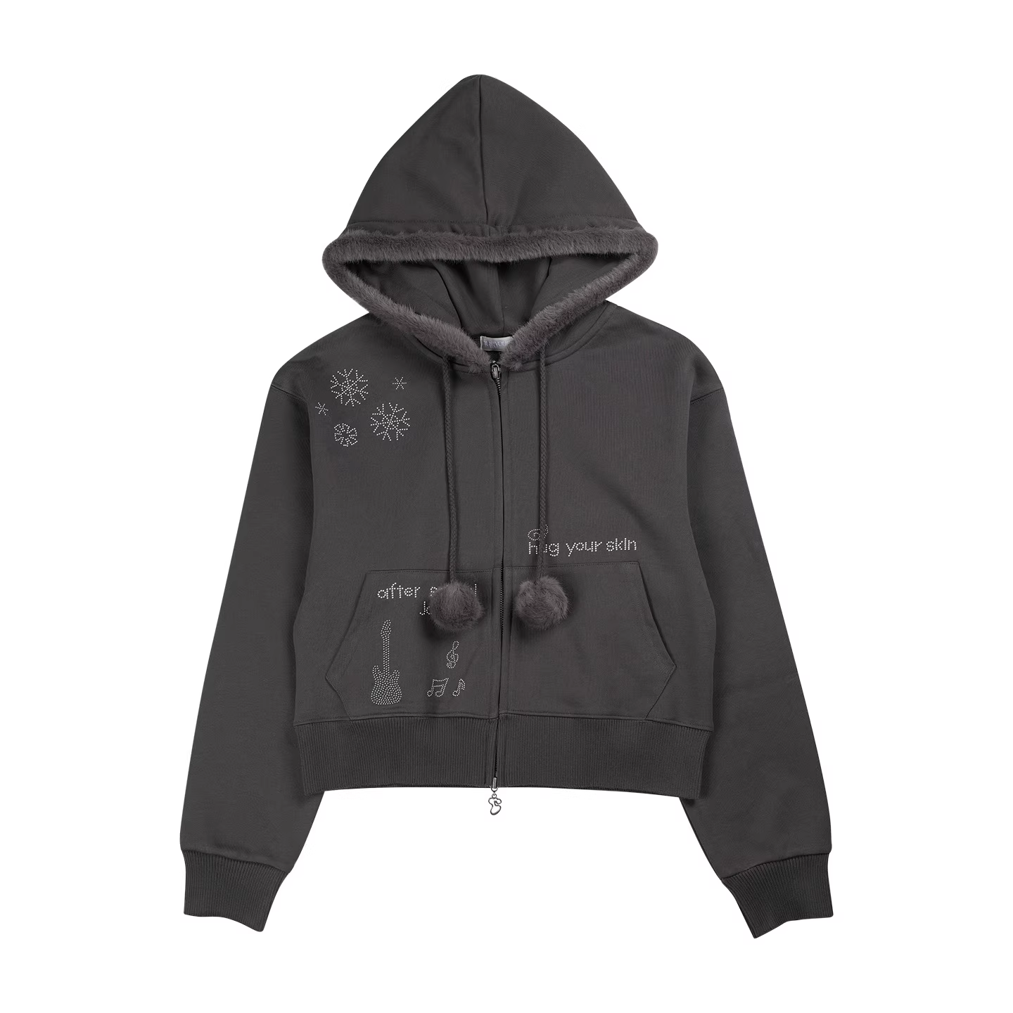 NMIXX Haewon Inspired Rhinestone hotfix fur hoodie