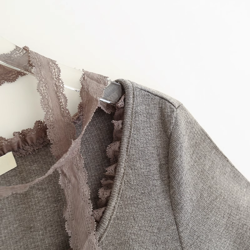 Gidle Shuhua Lace Edged Ruffled Ribbon Top