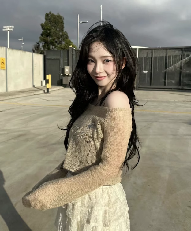 Aespa Karina Inspired One Shoulder Knit Sequins Short Blouse