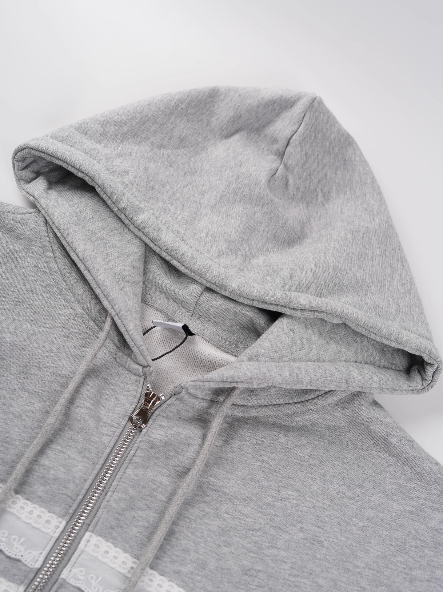 IVE Rei&I-DLE Miyeon Inspired Lace Trim Hooded Zip-Up Sweatshirt