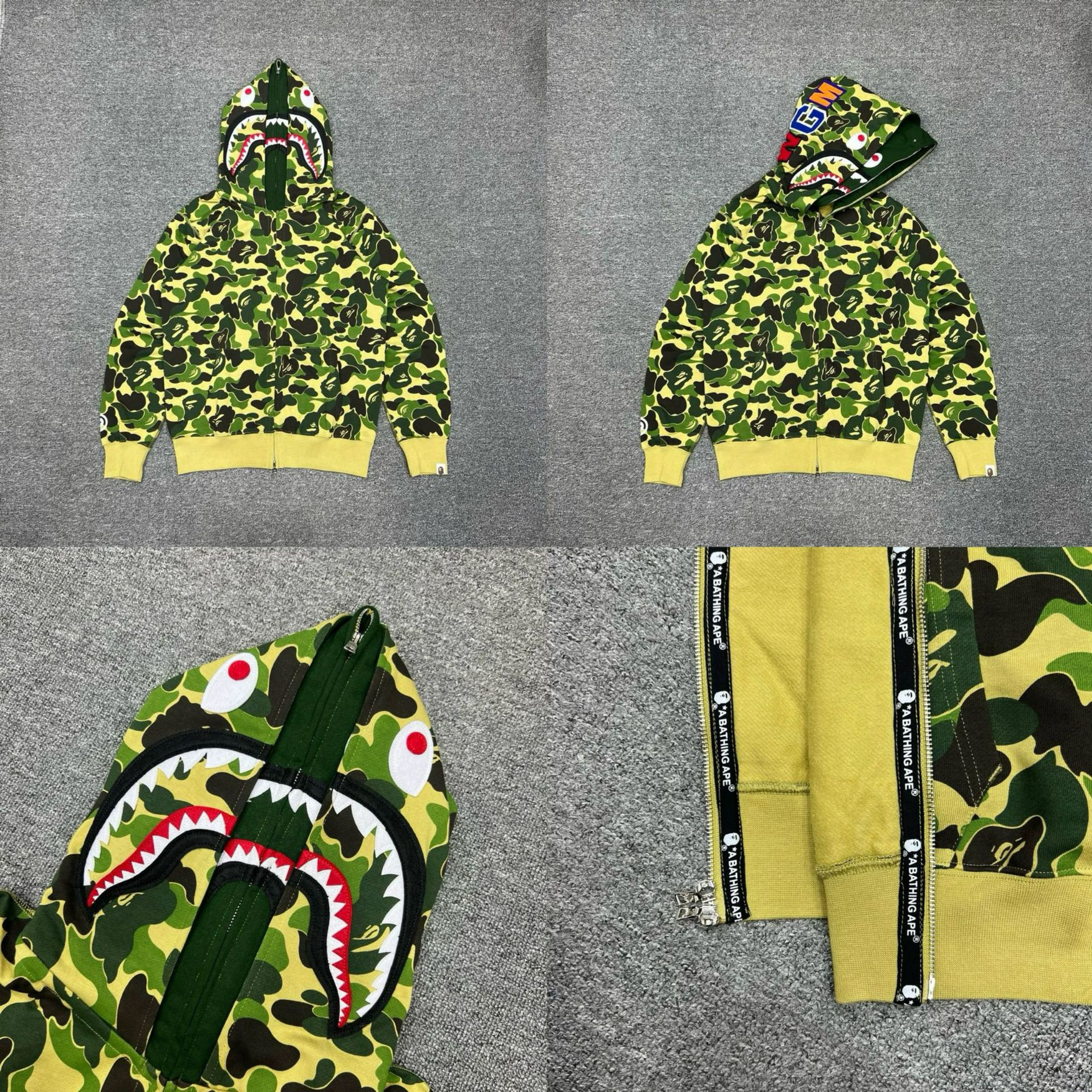 Enhypen Niki Camo Bape shark Print inspired zip up oversized hoodie jacket-ni-ki