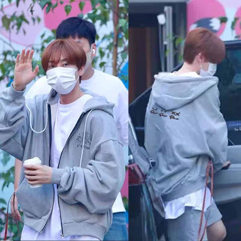 SEVENTEEN S.Coups&Jeonghan Inspired Gray Zip-up Hoodie