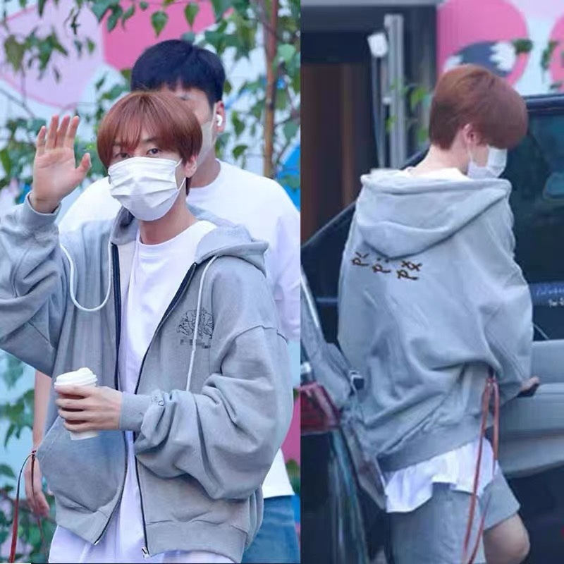 SEVENTEEN S.Coups&Jeonghan Inspired Gray Zip-up Hoodie