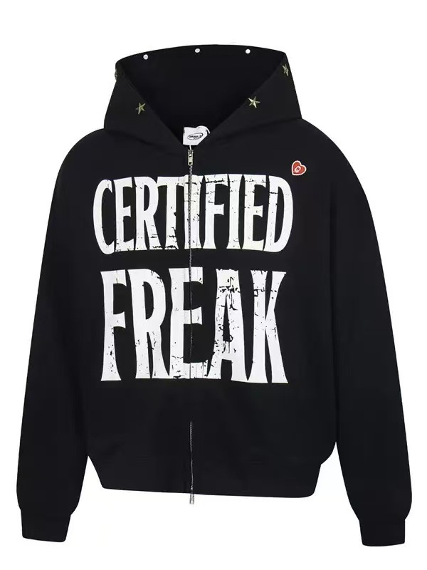 Boynextdoor Leehan&Zico Inspired Certified Freak Graphic Zip-Up Hoodie