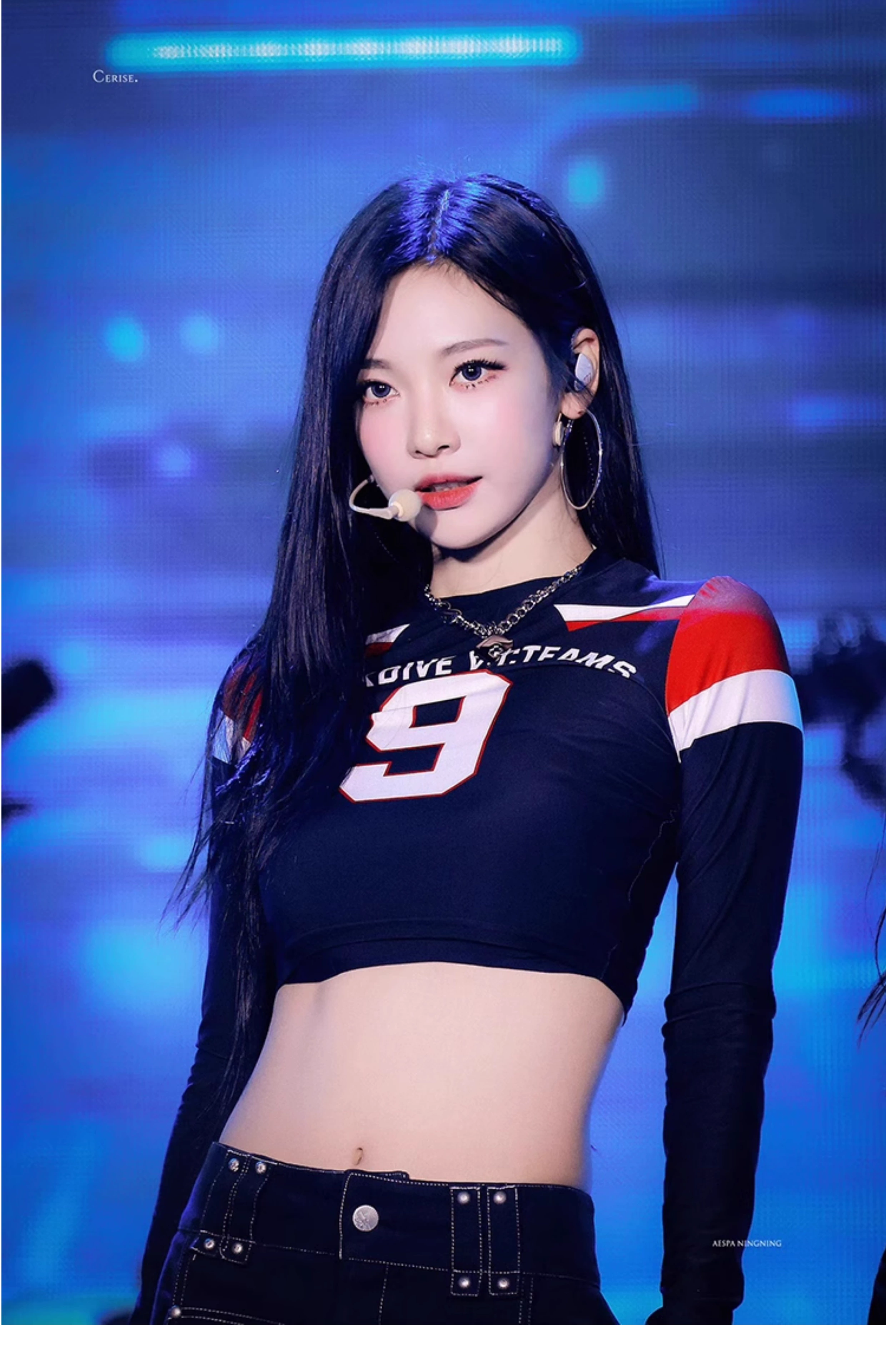 Aespa Ningning Inspired Black Patchwork Long Sleeve