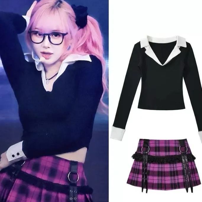 Colorblocked Long Sleeve T-Shirt- Giselle -Aespa