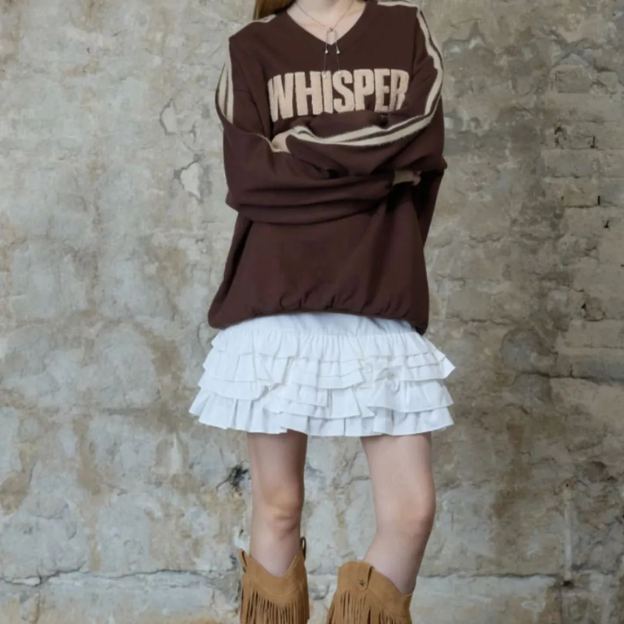 Loose V-Neck Sweatshirt-Aespa Giselle