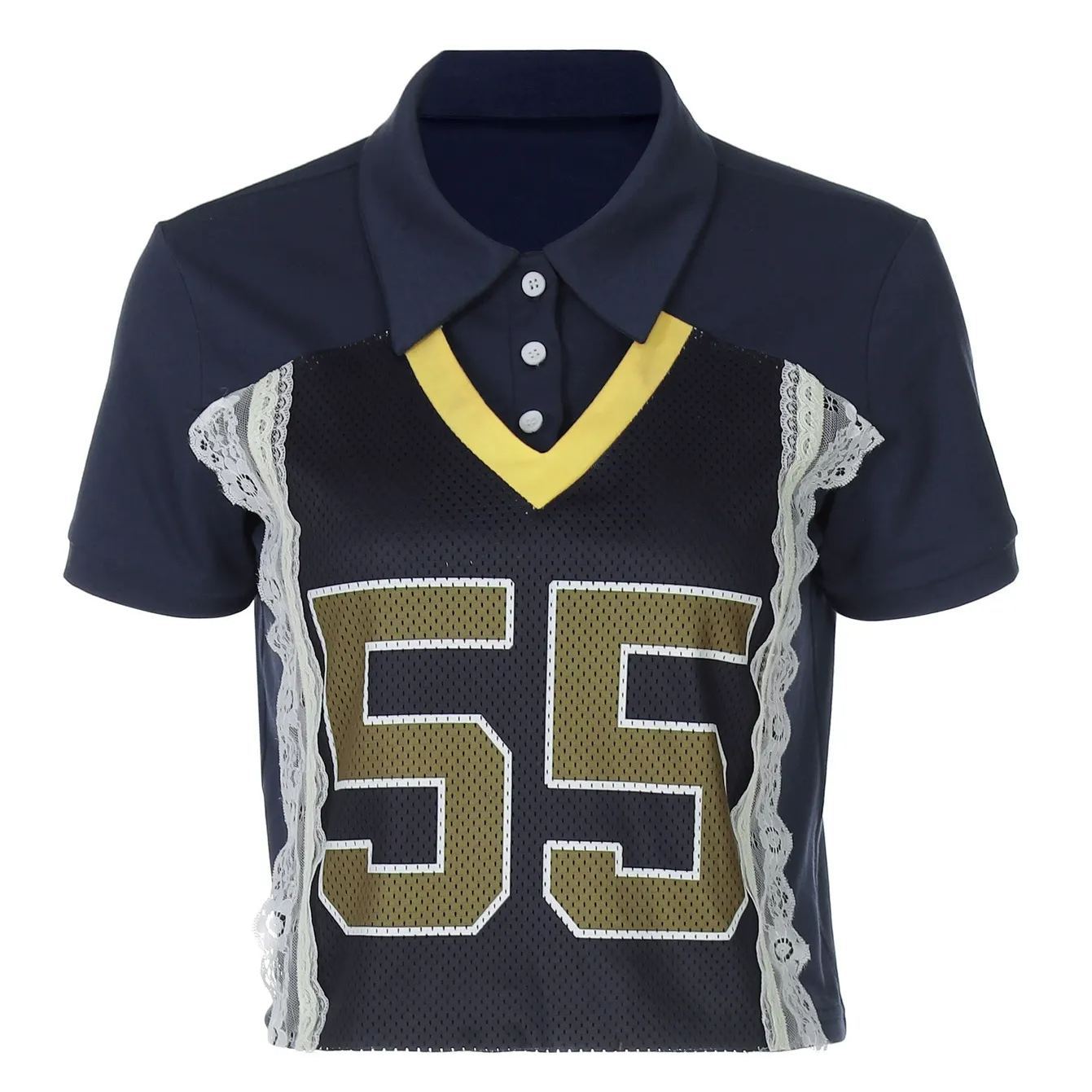 Patchwork Printed Short Sleeve T-Shirt-Blackpink Jennie