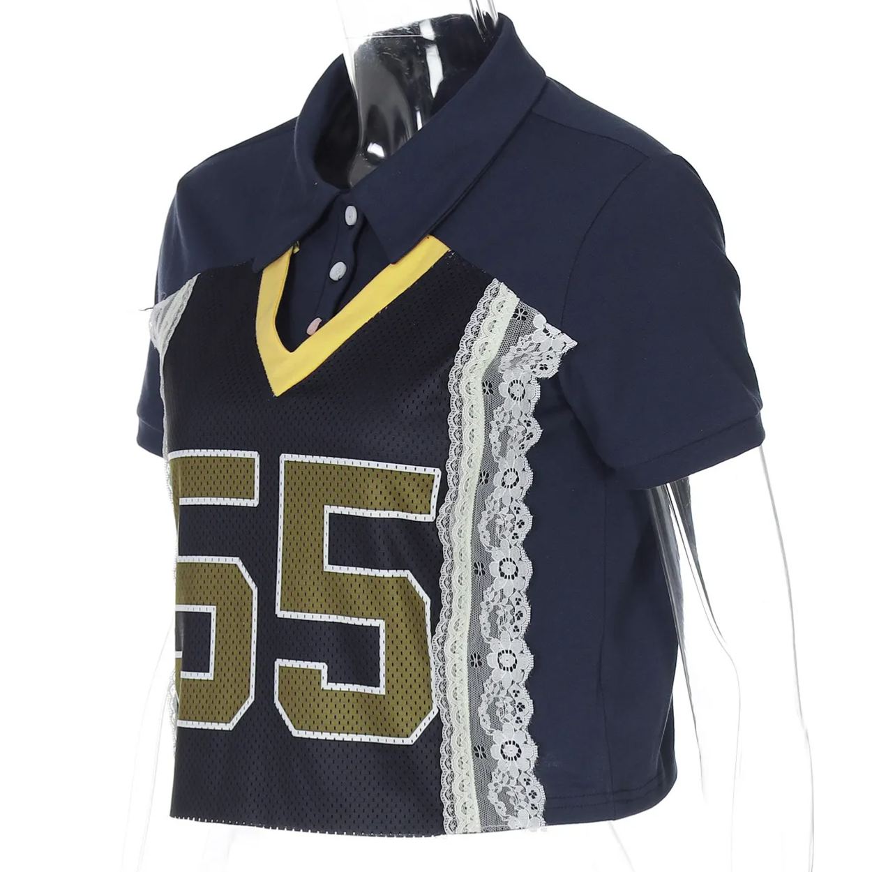 Patchwork Printed Short Sleeve T-Shirt-Blackpink Jennie