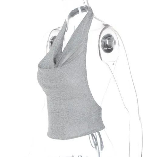 Sequined Backless Neckless Top-Aespa Ningning