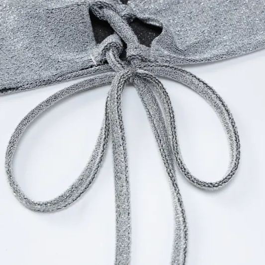 Sequined Backless Neckless Top-Aespa Ningning