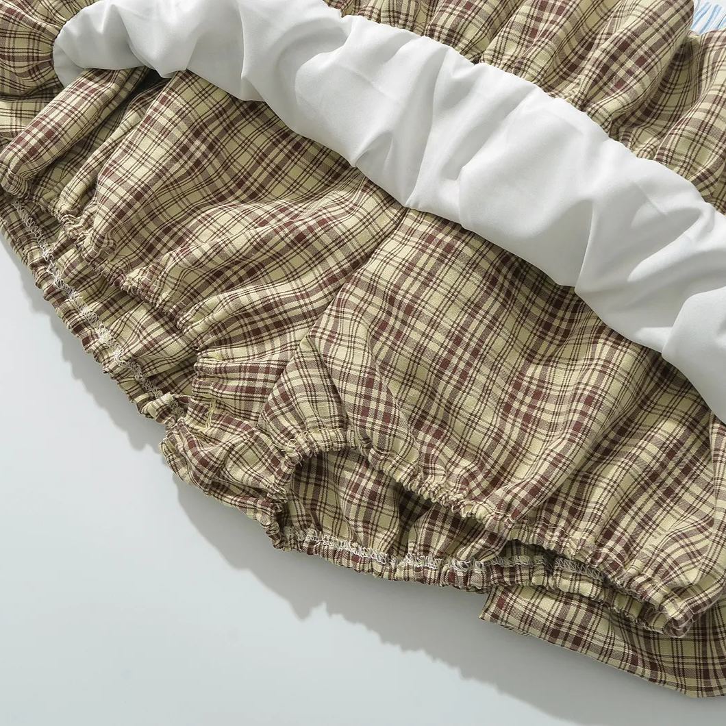 Clashing Color Elastic Waist Bubble Shorts Skirt-Blackpink Jennie