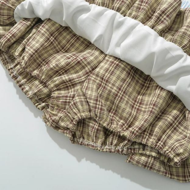 Clashing Color Elastic Waist Bubble Shorts Skirt-Blackpink Jennie