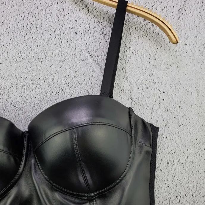 Leather elastic camisole undershirt-Straykids concert outfitidea for STAY