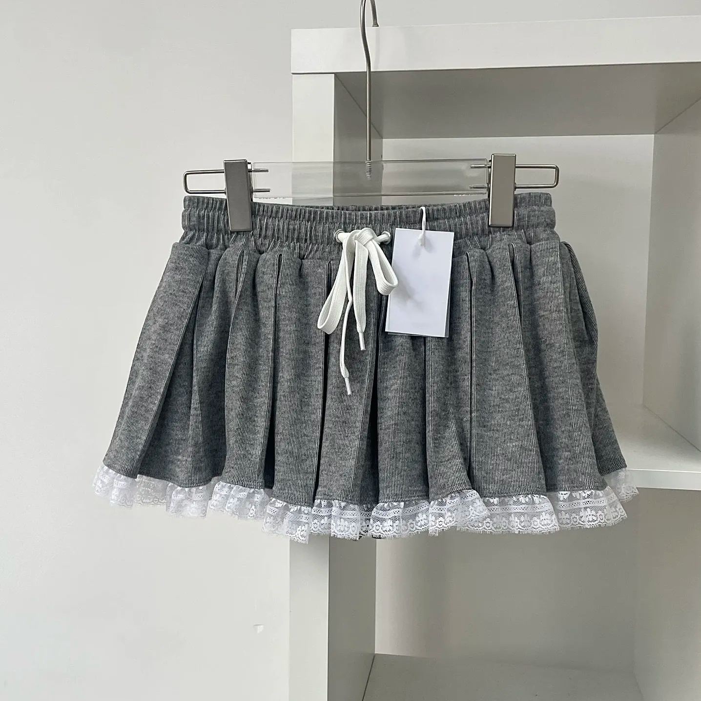 Gray Knit Lace Lace Panty Dress-Blackpink Jennie