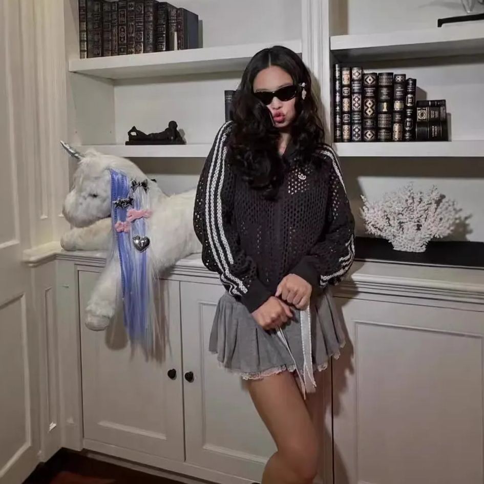 Gray Knit Lace Lace Panty Dress-Blackpink Jennie