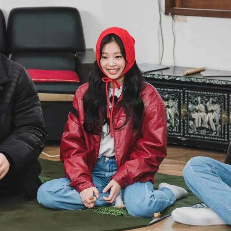 Red Leather Jacket-Blackpink Jennie