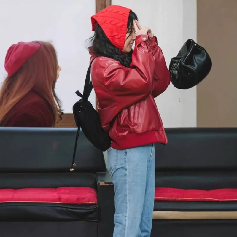 Red Leather Jacket-Blackpink Jennie
