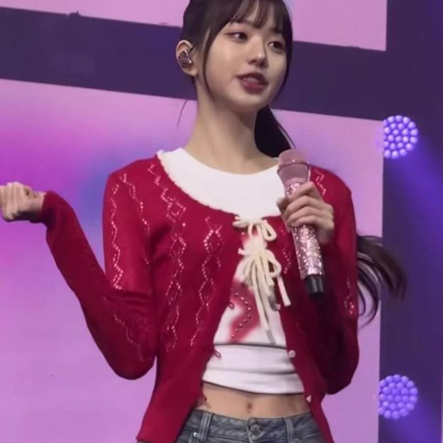 Bow Tie Slim Short Knit Cardigan-IVE Wonyoung