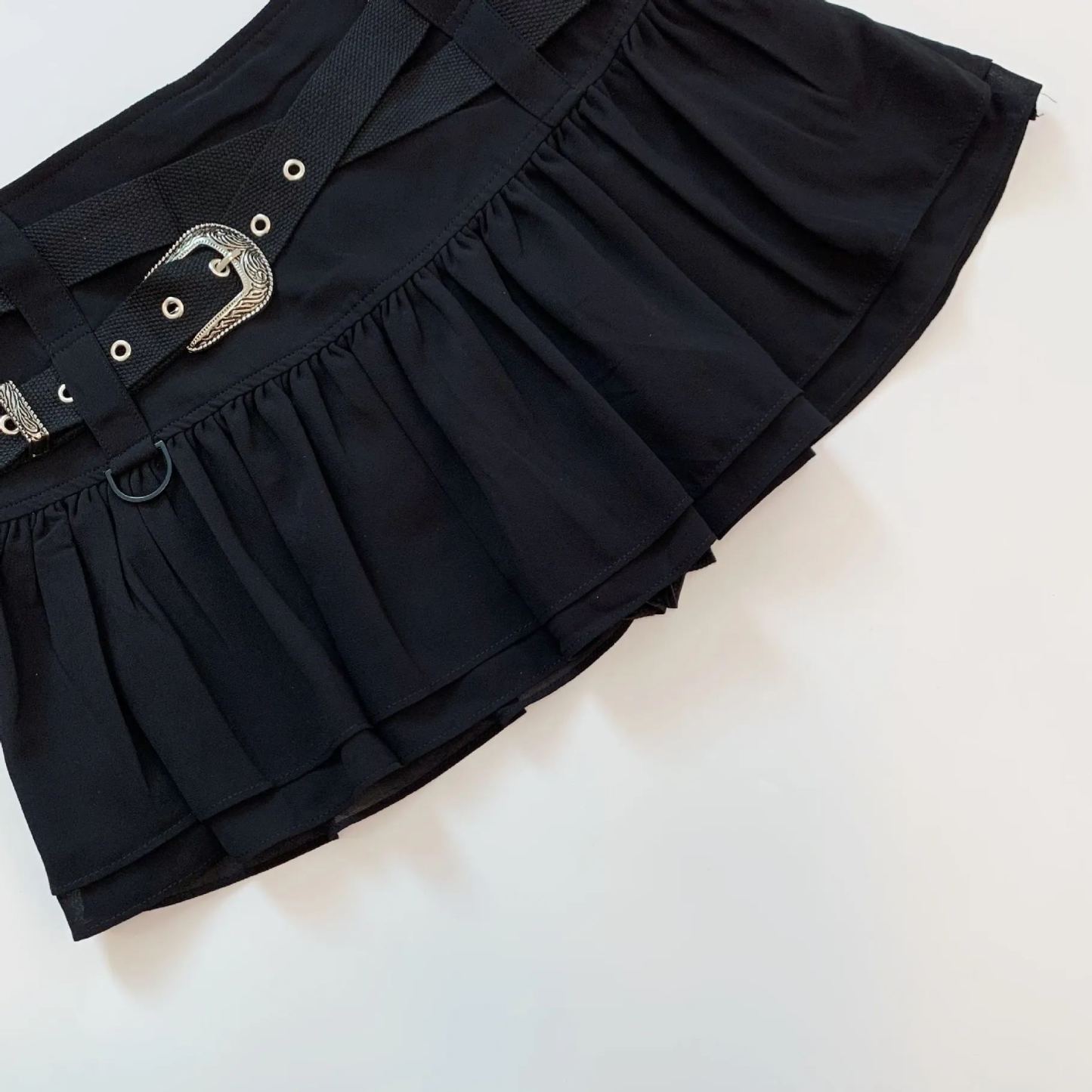 Belted Ruffle Chiffon Short Skirt-IVE Wonyoung