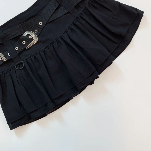 Belted Ruffle Chiffon Short Skirt-IVE Wonyoung