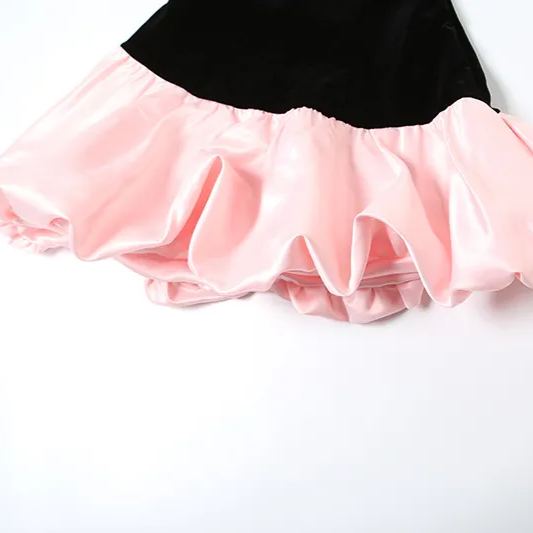 Bustier Patchwork Puffy Short Dress-Outfitidea For Blinks BLACKPINK-Inspired Fashion