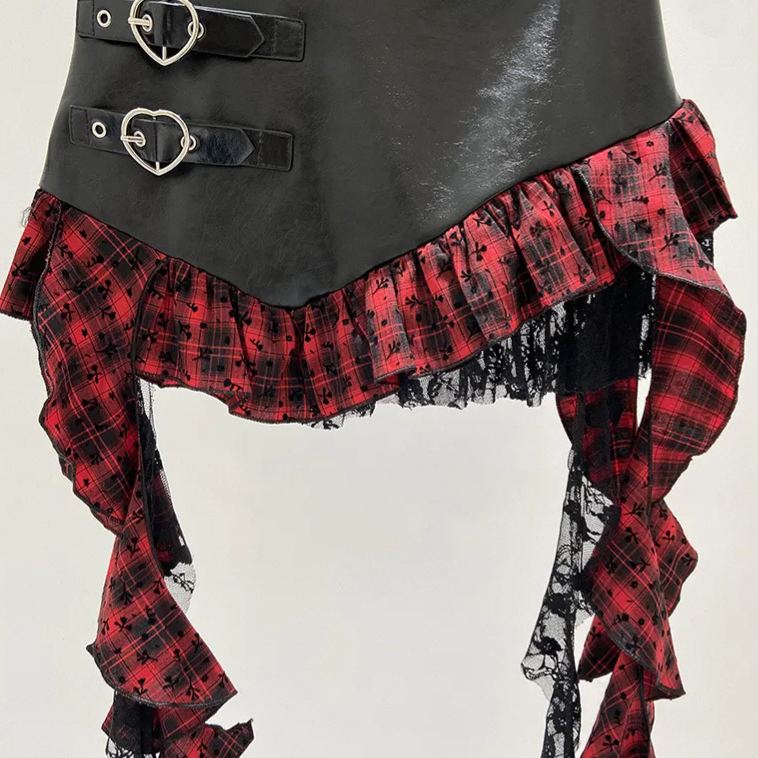 Irregular ruffled plaid skirt-Straykids concert outfitidea for STAY