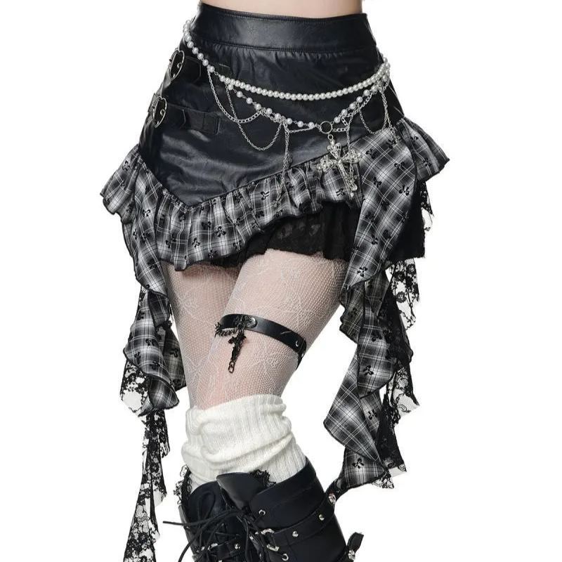 Irregular ruffled plaid skirt-Straykids concert outfitidea for STAY