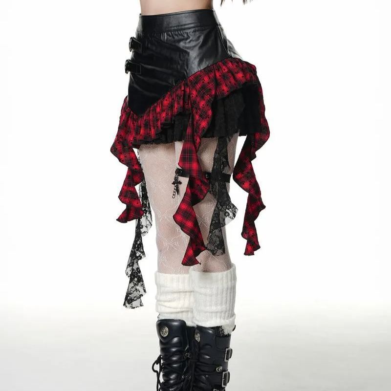 Irregular ruffled plaid skirt-Straykids concert outfitidea for STAY