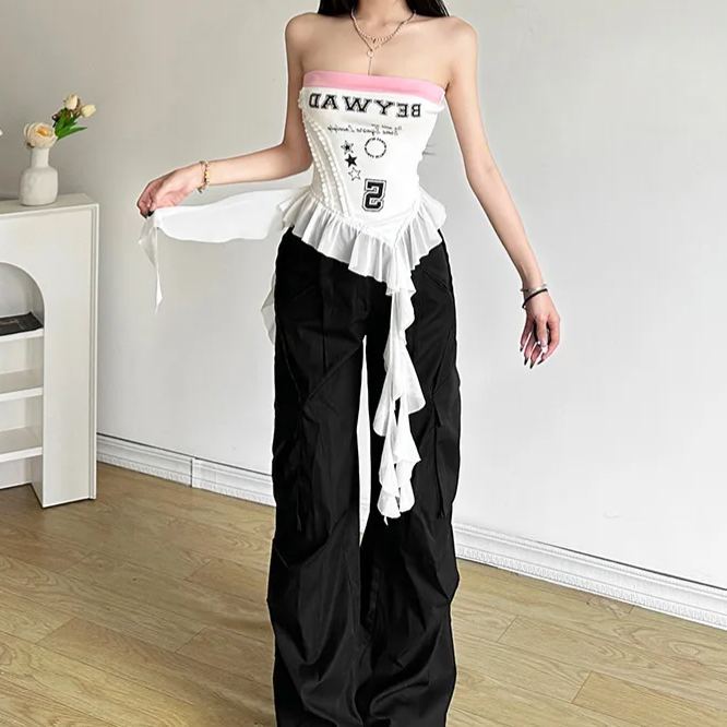 Letter pattern tube top-Straykids concert outfitidea for STAY