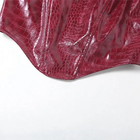 Snake Print Leather Buckle Tube Top -Straykids concert outfitidea for STAY