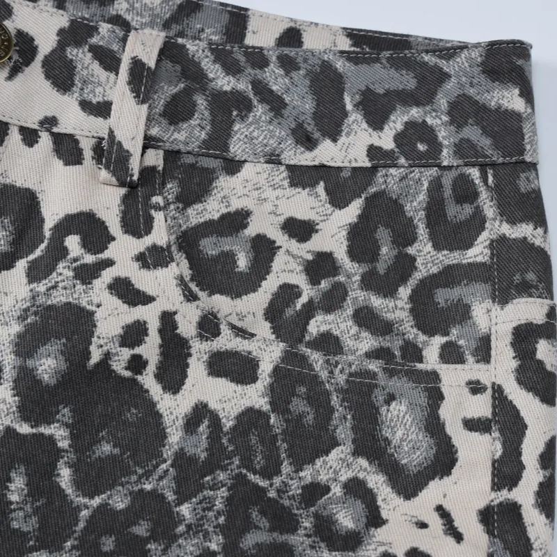 Leopard print low-rise straight-leg pants-Aespa Ningning