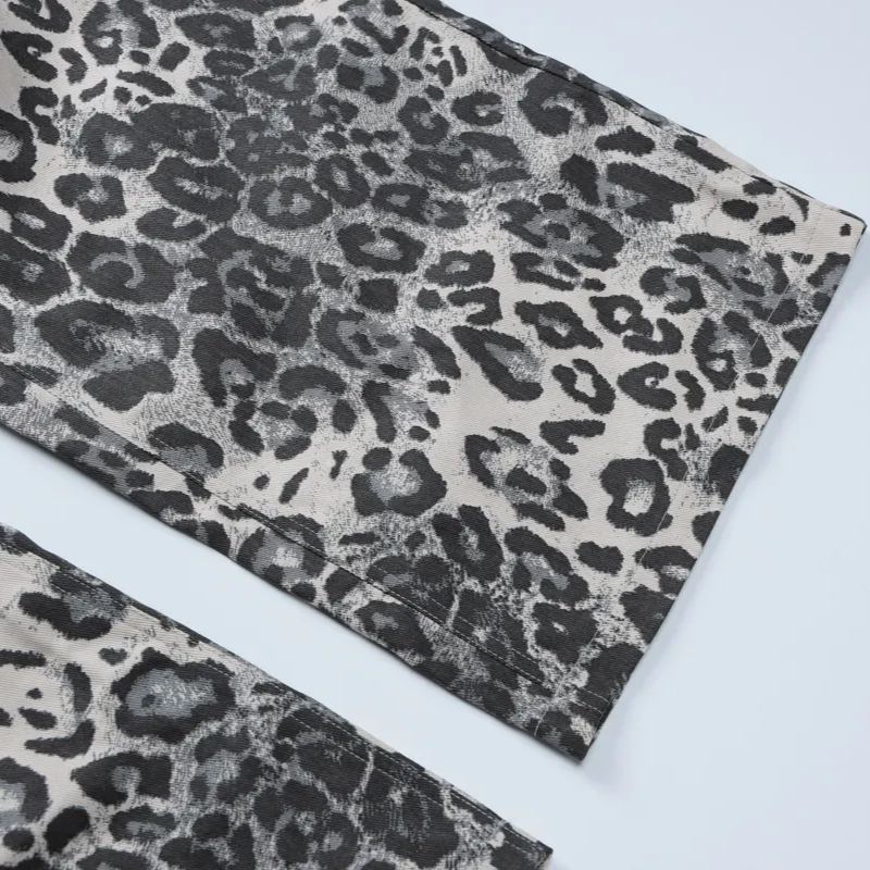 Leopard print low-rise straight-leg pants-Aespa Ningning