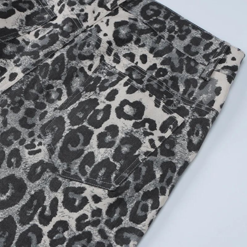 Leopard print low-rise straight-leg pants-Aespa Ningning