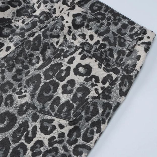 Leopard print low-rise straight-leg pants-Aespa Ningning